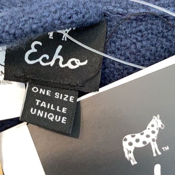 ECHO Button Collar Fringe Wrap Shawl Blue OS NWT - Picture 9 of 9